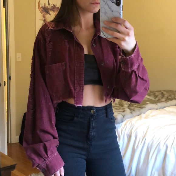 LF Furst of a Kind Maroon cropped corduroy - Picture 3 of 8